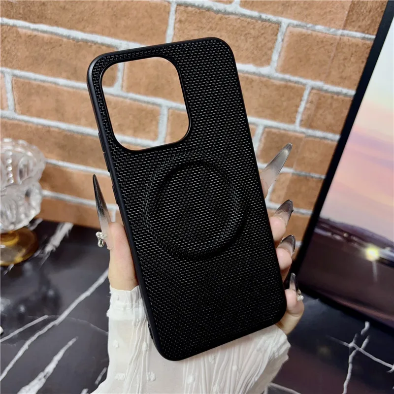 Luxury Carbon Fiber Pattern PU Leather + TPU Anti-Fall Wireless Charging Cover by ELVEV