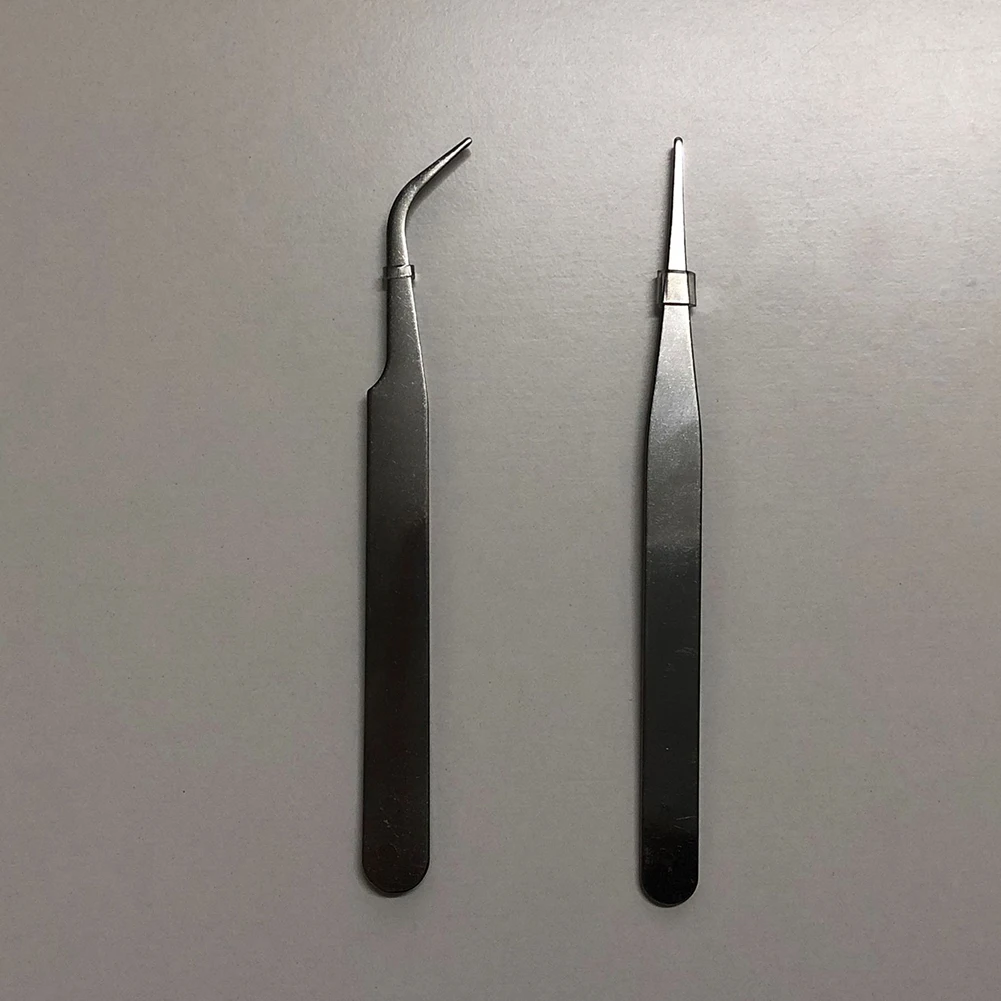 Tip Tweezers 2pcs Anti-magnetic Curved Straight Dismantling Hand Tool Set Maintenance Mini Repair Tool
