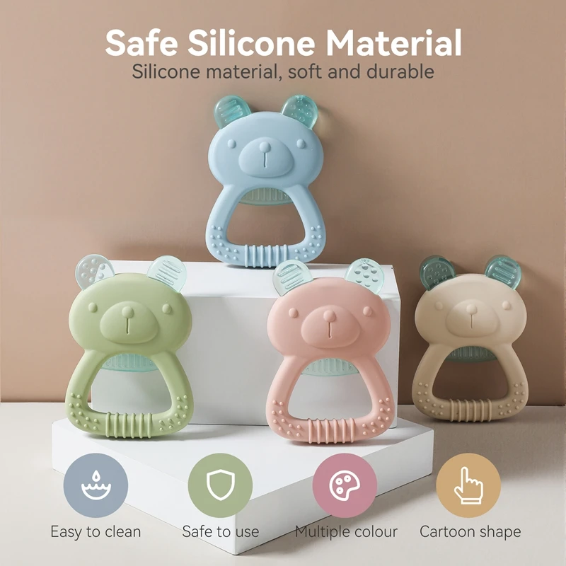 Baby Teething Toys Cool Sensory Touch Of Baby Teething Rings Cartoon Kitten Water-filled Silicone Chewing Toy Gifts For Newborns - 4