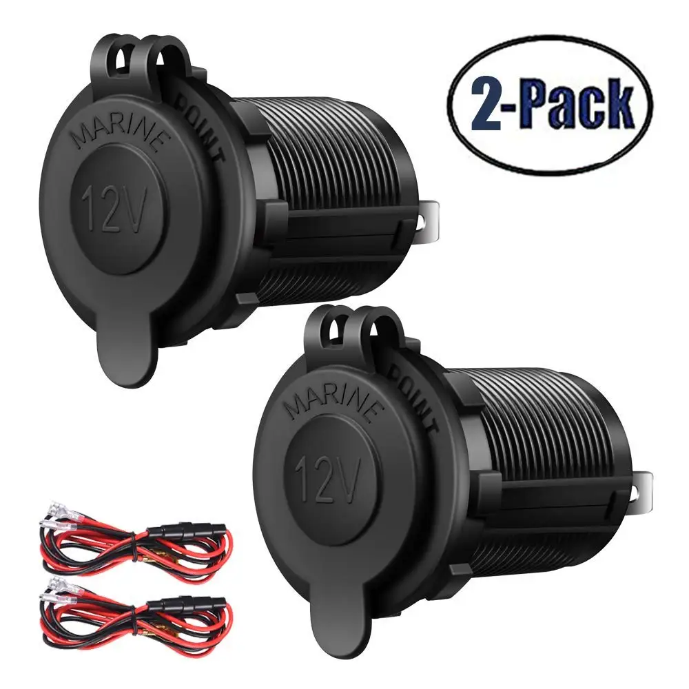 

2PCS DIY Waterproof Car Cigarette Lighter Socket Car Marine Motorcycle ATV RV Power Outlet Socket Receptacle 12V-24V 60CM Cable
