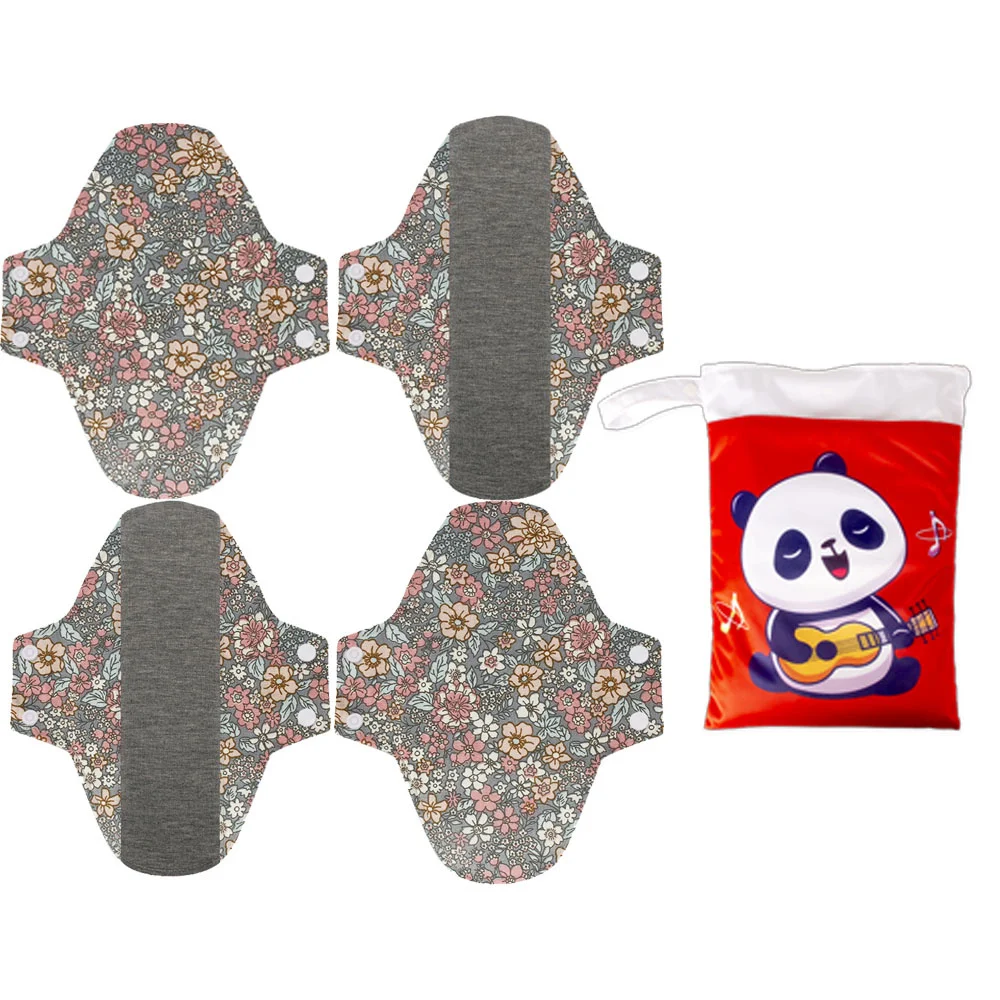 4Pcs Menstrual pad 20*23CM Reusable Washable sanitary pad Graphene Breathable Nursing With Cartoon Animal Storage Bag New
