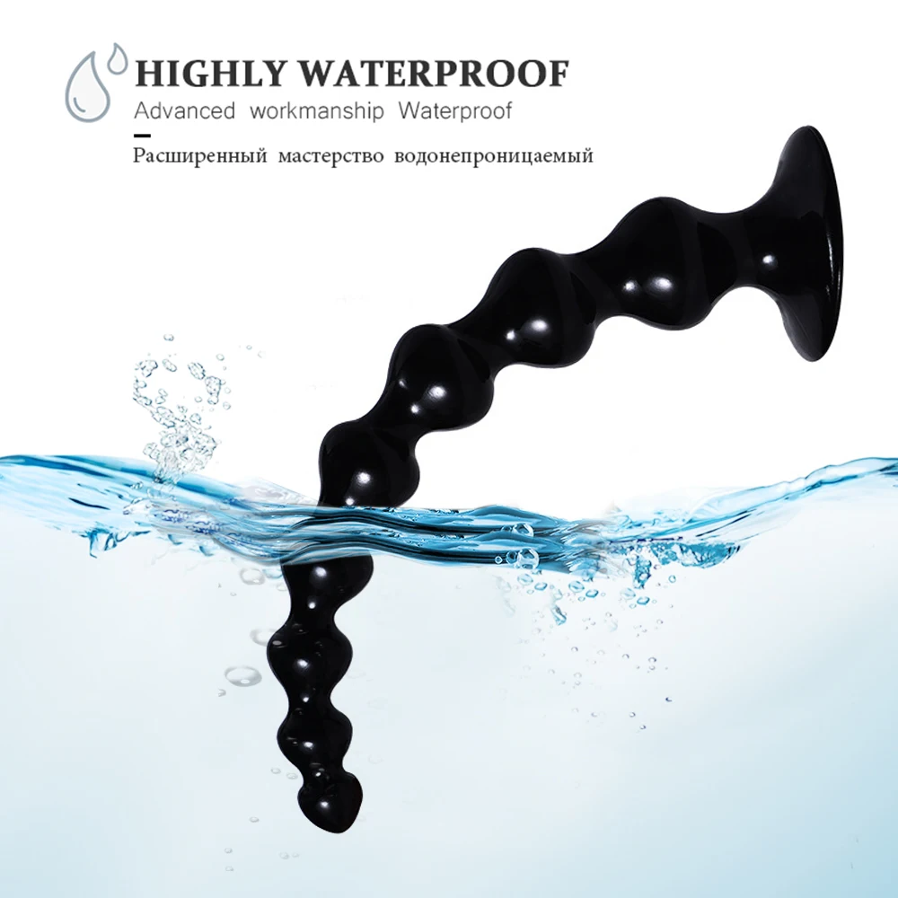 Plug anal souple à billes et long dildo en silicone pour anus_voghion.com