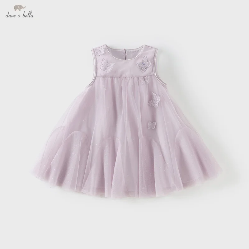 Dave Bella Princess Dress for Girls Baby Summer Sweet Cute Mesh Elegant Princess Dress Butterfly Casual Party Outdoor DB2251651