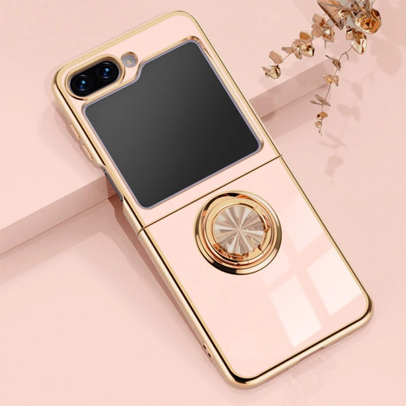 Electroplate Solid Color Magnetic Ring Holder Phone Case