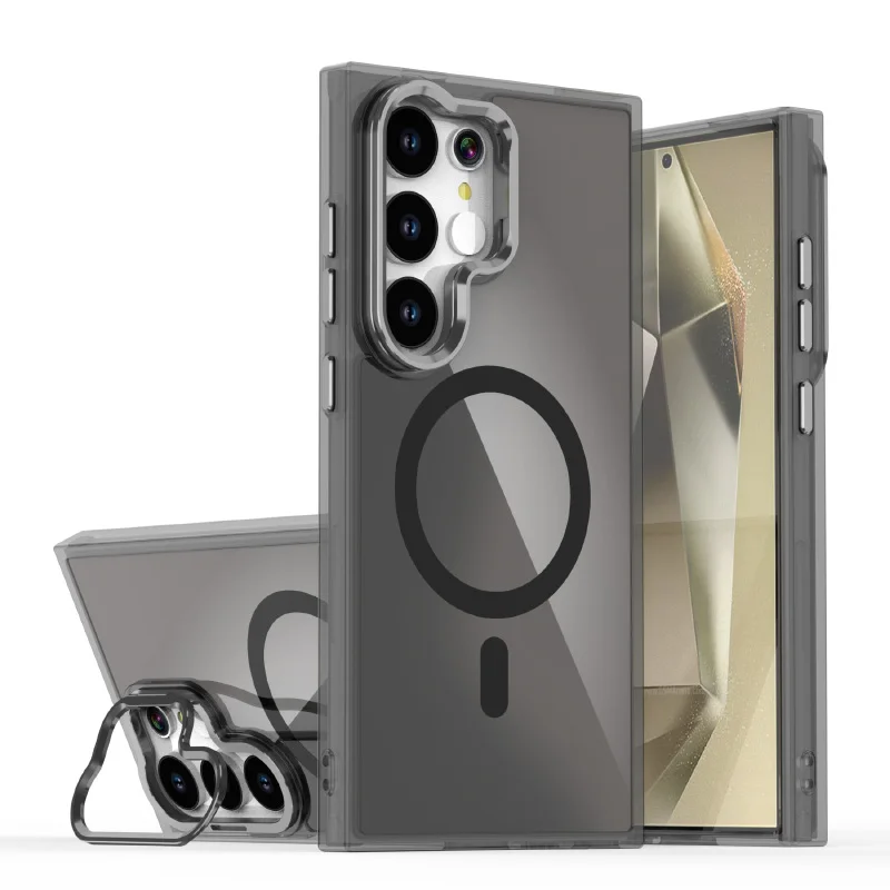 Magsafe Magnetic Luxury Solid Color Lens Holder Phone Case - Premium Back Cover