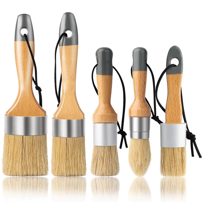 

Wax Painting Brushes Round Oval Chalk Paint Brushes Set Of 5,Chalk Paint, For All Painting And Waxing