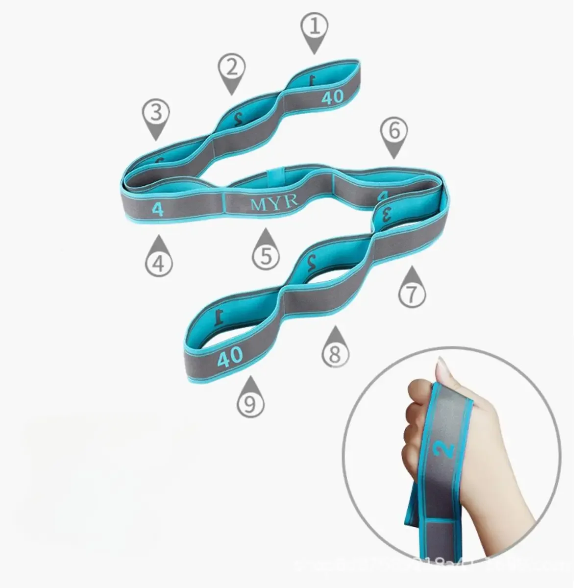 Yoga Stretch Assist Strap 9 Loops Leg Stretch Band Elastic Belt Pilates Dance Gymnastics Workout Kids Dancing Assistance