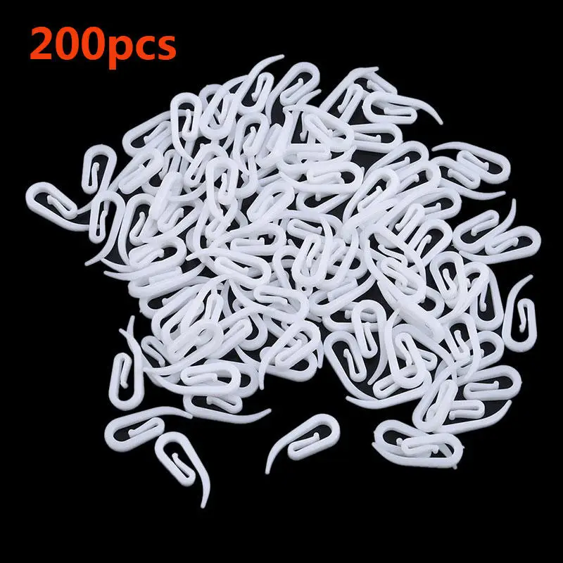 100/200pcs White Hanging Curtain Hooks Household Plastic Window Hanger Curtain Curtain Hooks Holder Poles Tracks Accessories