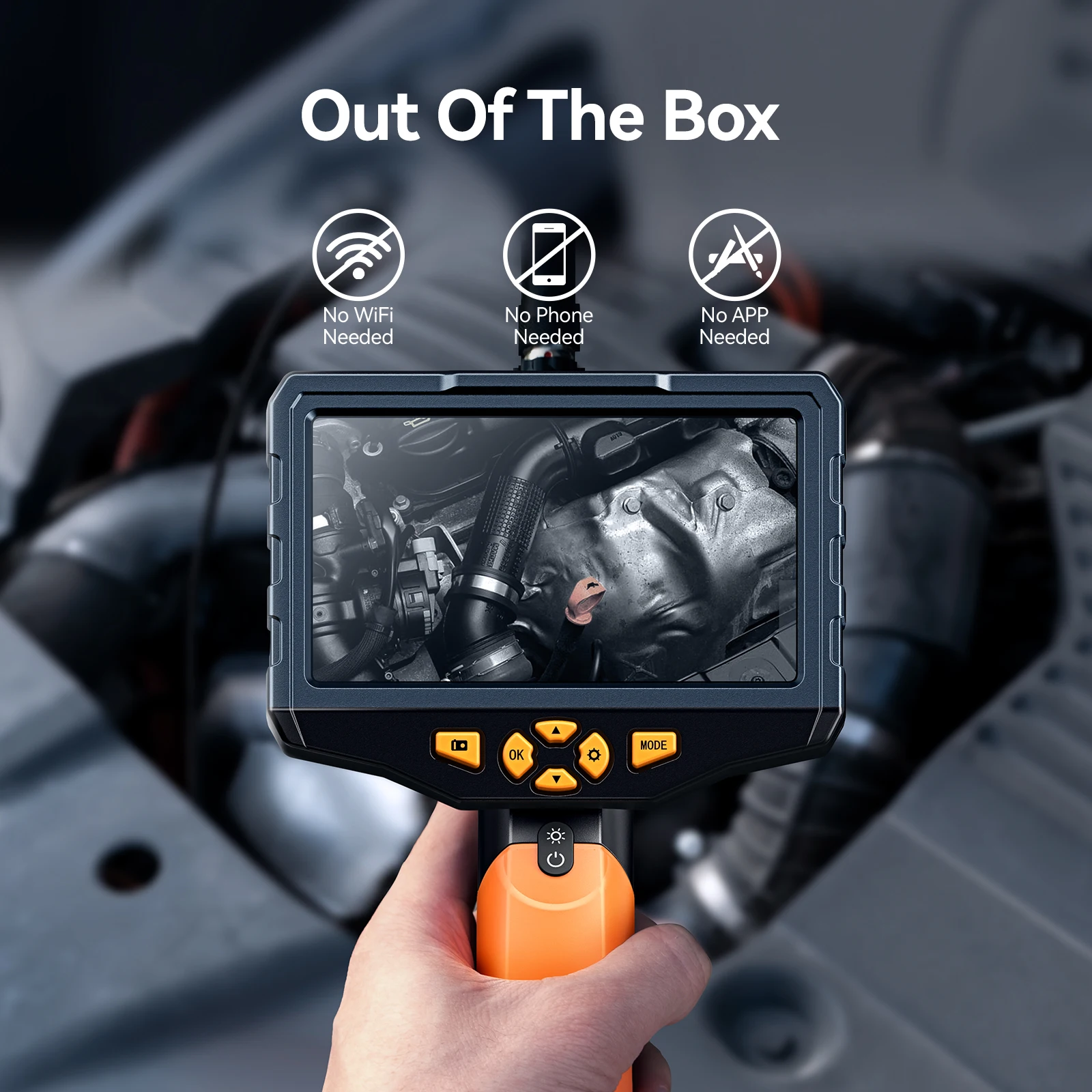 Teslong 5 inches IPS Inspection Camera, Dual Lens Borescope, Endoscope Camera with 7 LEDs, 5000mAh, Flashlight, Case, 32GB 2