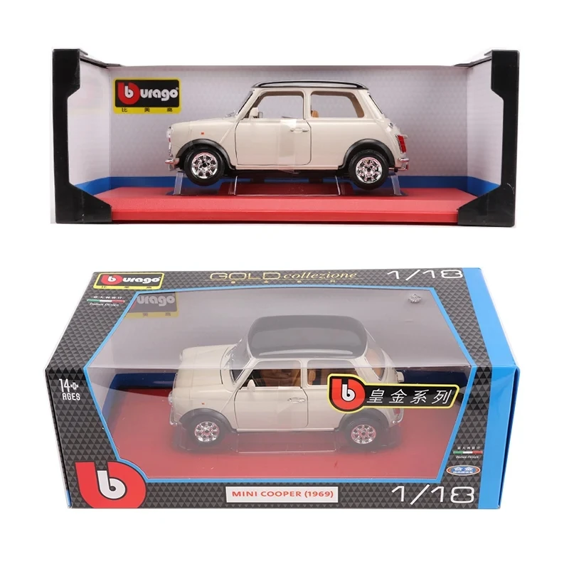 In Stock Bburago 1:18 1969 Bmw Mini Cooper Alloy Miniature Diecast
