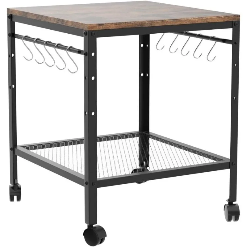 

Rustic End Table 2-Tier Side Table with Adjustable Height Shelf Great Mini Fridge Stand Printer Aquarium Nightstand Coffee Table