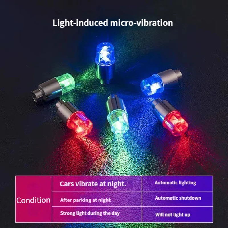 2Pcs4PcsTireValveCapLightsCarWheelLightsCapTireTyreAir