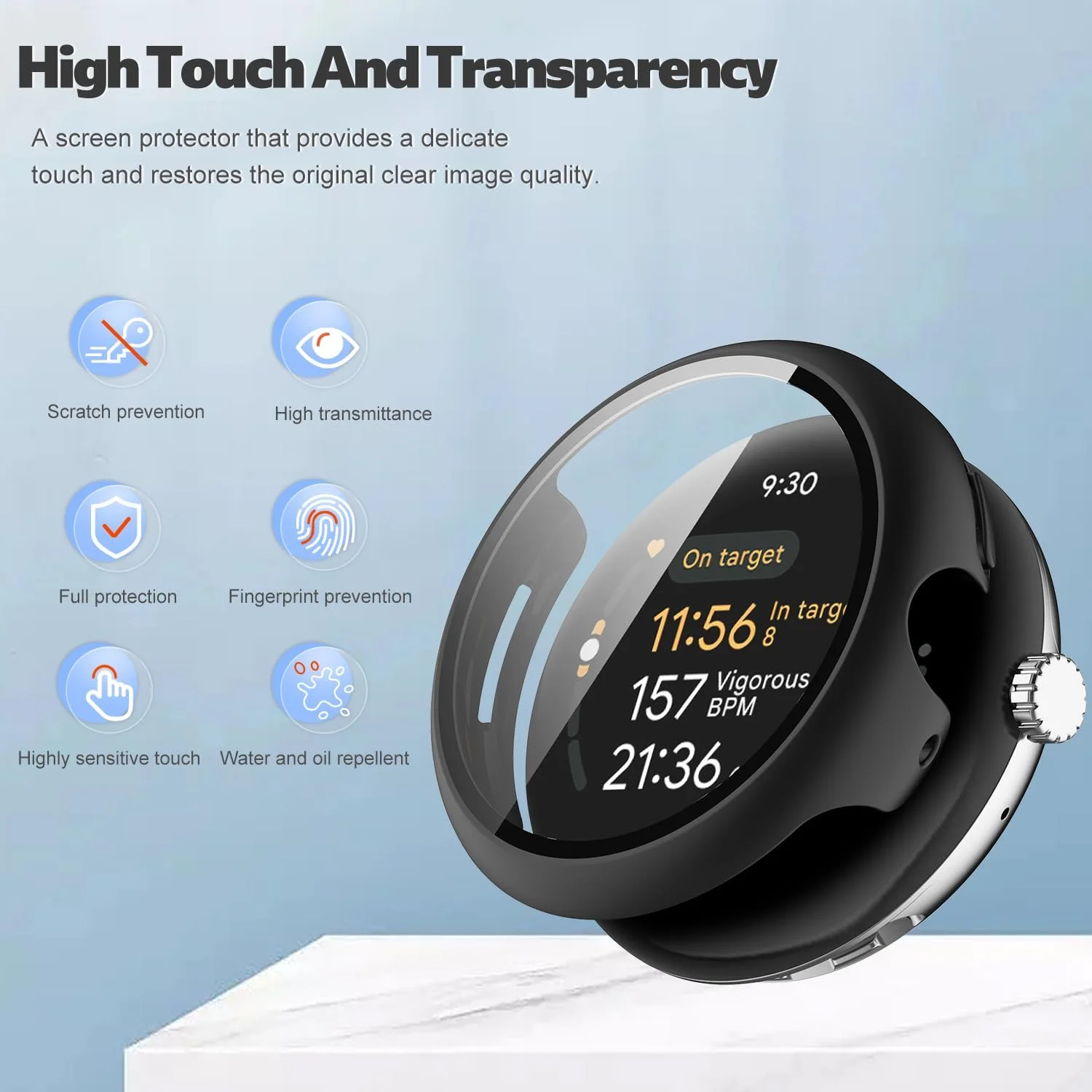 Premium Full Coverage Protective Watch Case with Built-in Tempered Glass and Shockproof Hard PC Bumper