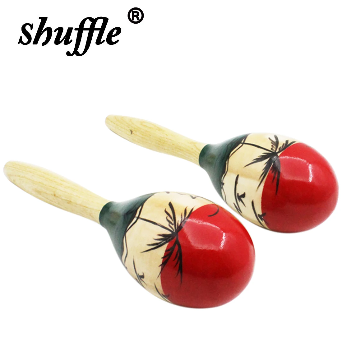 Wooden Sand Hammer 1Pair Wood Maracas Tropical Party Percussion Shakers Musical Party Child Shaker Toy Gifts