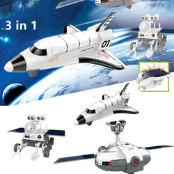 Robot Solar 3 en 1 para niños, modelo de exploración Lunar, multiforma, ensamblaje DIY, bloques de construcción, juguetes Stem de Ciencia y Tecnología
