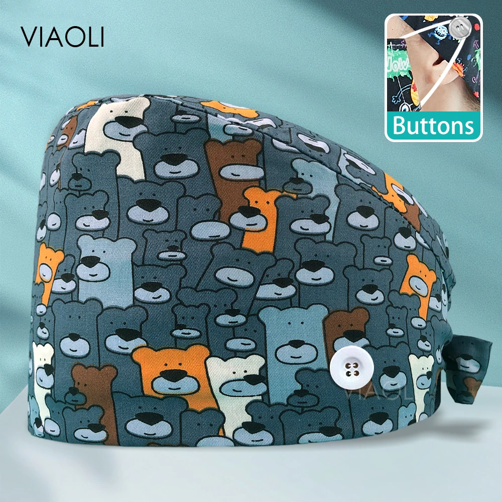 

Униформа, ветеринарная шляпа, Женская хлопковая хирургическая шапочка высокого качества, больничный скраб, колпачки от пыли для работы с домашними животными