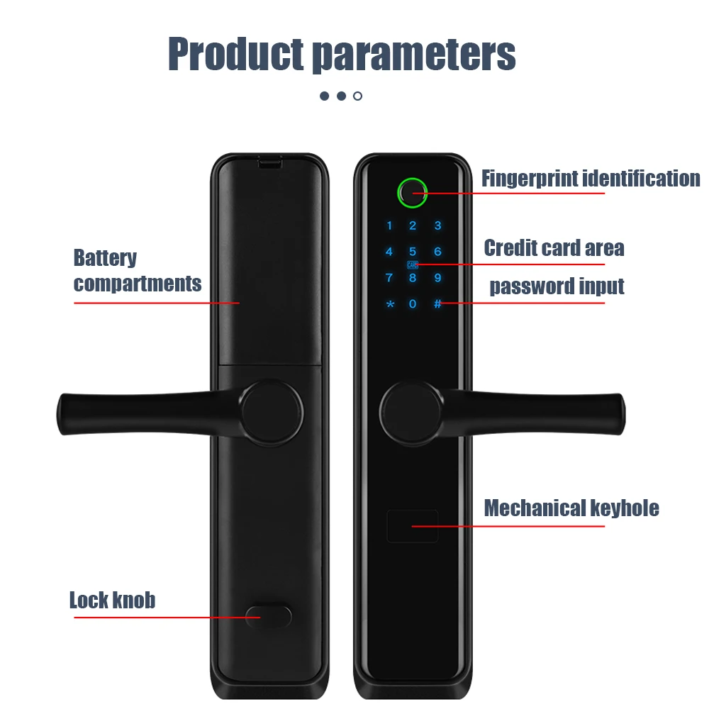 

bluetooth Wifi Electronic Door Lock TTlock App Smart Fingerprint Security Gate Lock with Key Card Code For Home Hotel Apartment