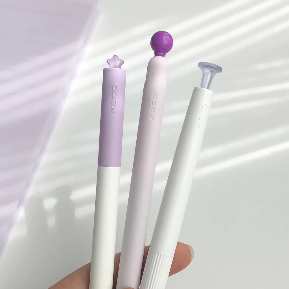 6 Pcs/Set Minimalist Purple Style Gel Pen Smooth Writing Quick-Drying 0.5mm Black Ink Pens for Student Office Writing Stationery