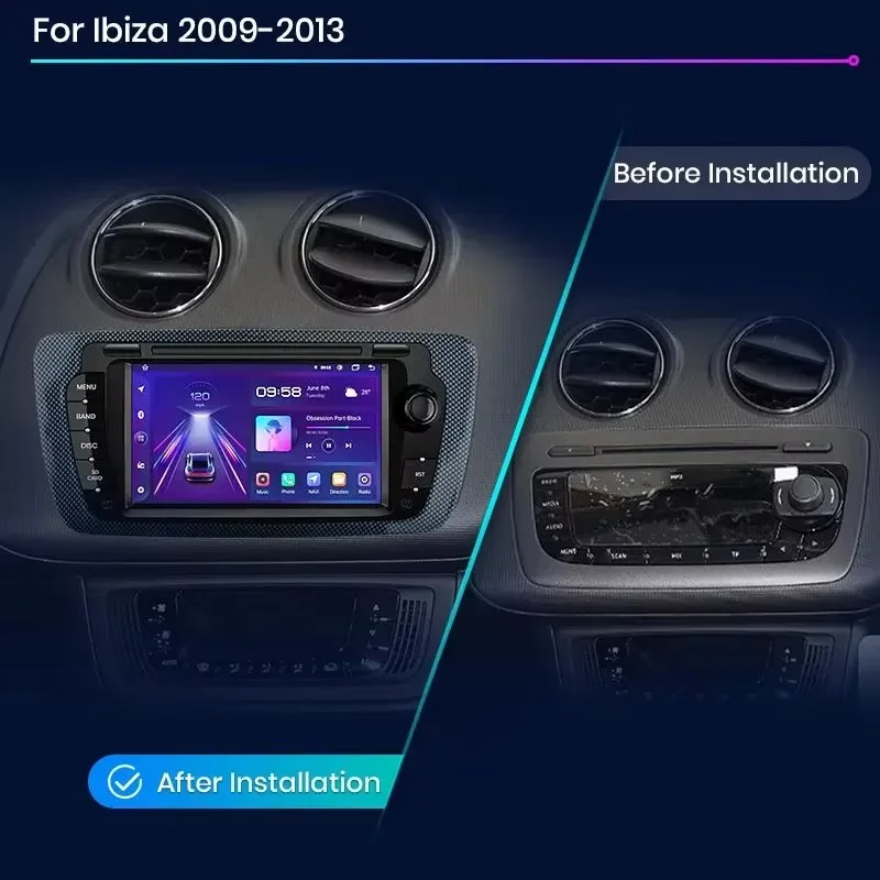 Radio de coche Junsun de 7/9 pulgadas para Seat Ibiza 6j 2009-2015, CarPlay inalámbrico, Android Auto, GPS, navegador, estéreo, SWC, BT, FM, AM, RDS, DSP, 2Din, Mirror Link, reproductor multimedia, control por voz con IA 2