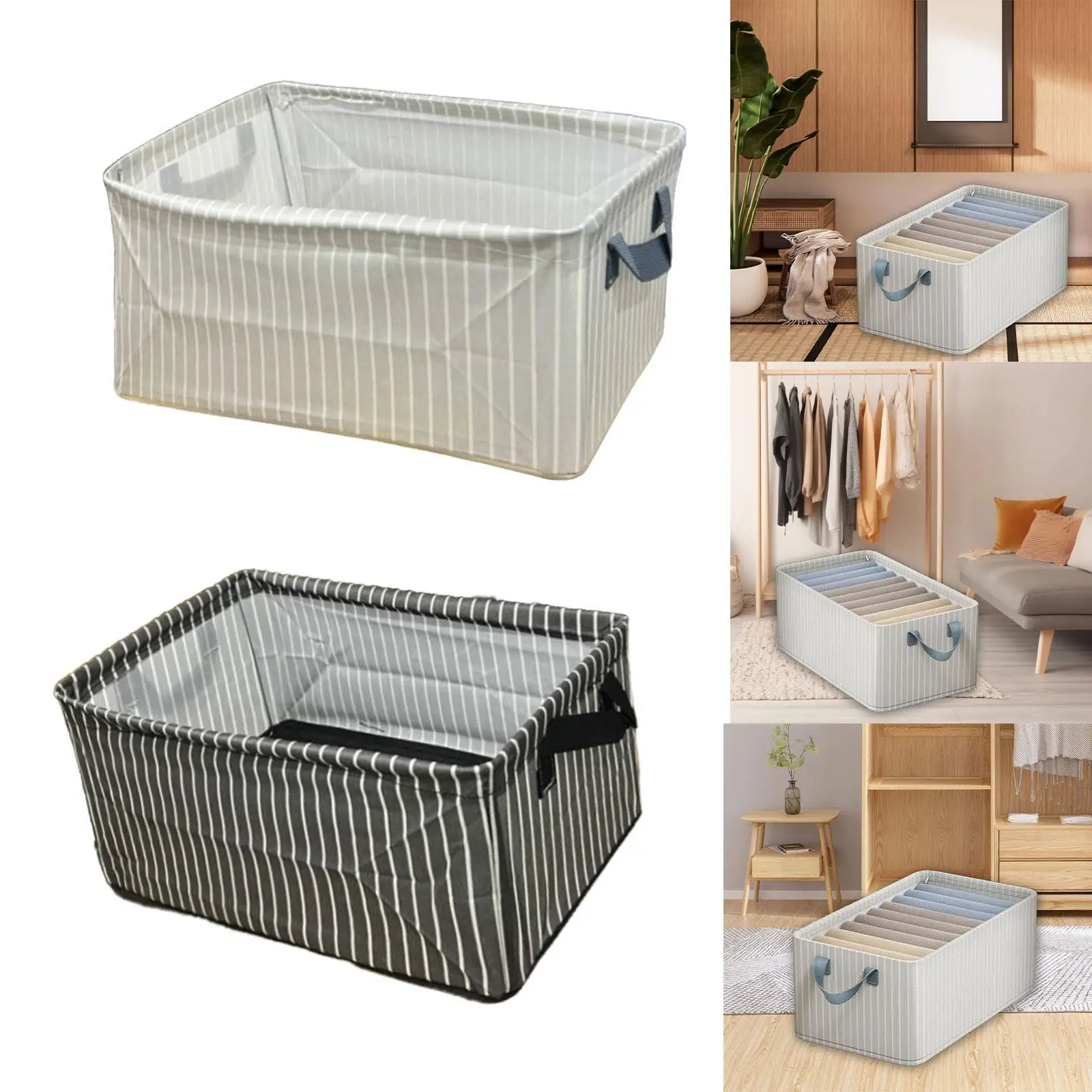 Fabric Collapsible Storage Bins Rectangle Storage Container Clothes Storage Bin for Office Household Toys Shelves Closet