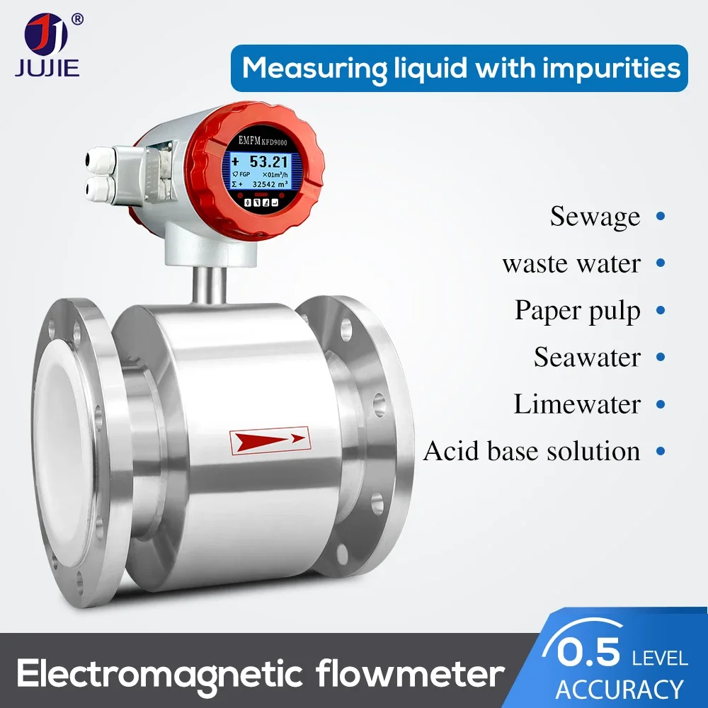 Wastewater Seawater Acid High accuracy Milk Magnetic Flowmeter Digital Water Electromagnetic Flow Meter
