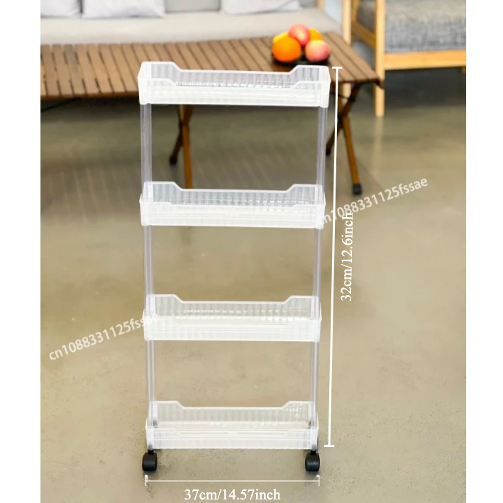 Acrylic Clear Trolley Rack Movable Rolling Utility Cart Narrow Gap Storage Rack with Wheels Bathroom Removable Shelf 2/3/4 Layer 3