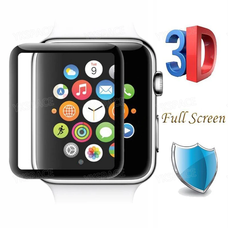 2Pcs 3D 전체 접착제 9H 강화 유리 화면 보호기 Apple Watch 4 5 6 SE 7 8 9 40/41MM 44MM 45MM iWatch 시리즈 3 2 38/42MM