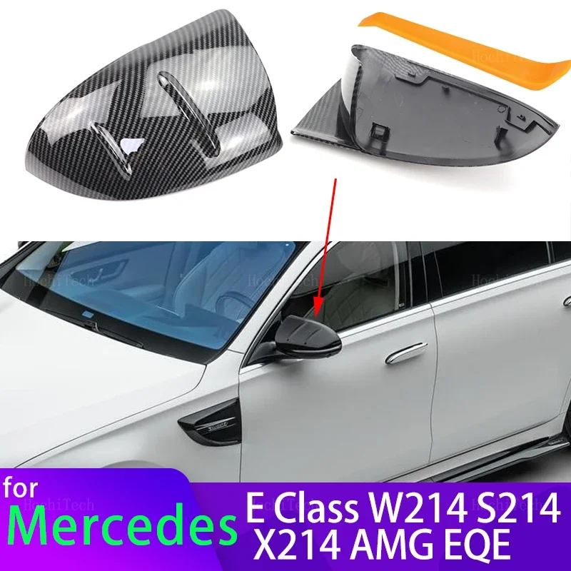 Черное карбоновое зеркало для Mercedes-Benz E-Class E W214 S214 X214 EQE V295 AMG 43 53, аксессуары для зеркал заднего вида Черное карбоновое зеркало для Mercedes-Benz E-Class E W214 S214 X214 EQE V295 AMG 43 53, аксессуары для зеркал заднего вида