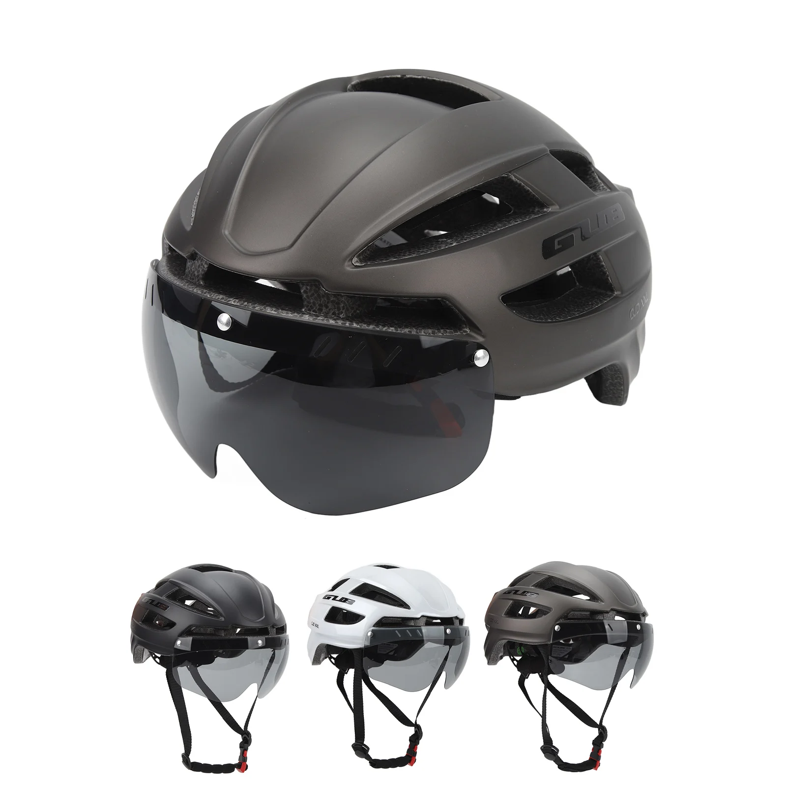 CJD XXL Adult Helmet Bike Helmet with USB Rechargeable Rear Light Detachable Magnetic Goggles for Men Women Cycling 3