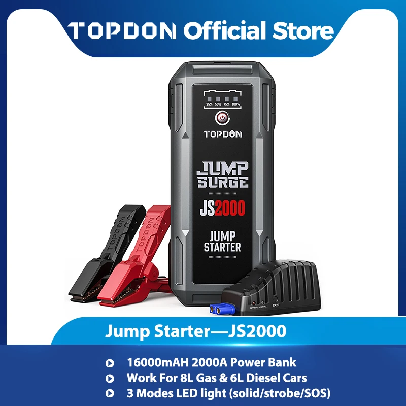 16000mAh USB Car Jump Starter Pack Booster Battery Charger Power Bank 2000Amp 