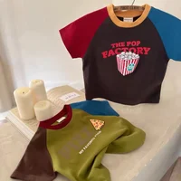 2025 été enfants T-Shirt vêtements bébé mode imprimé à manches courtes T-Shirts hauts enfants garçons filles col rond Patchwork T-Shirts 4