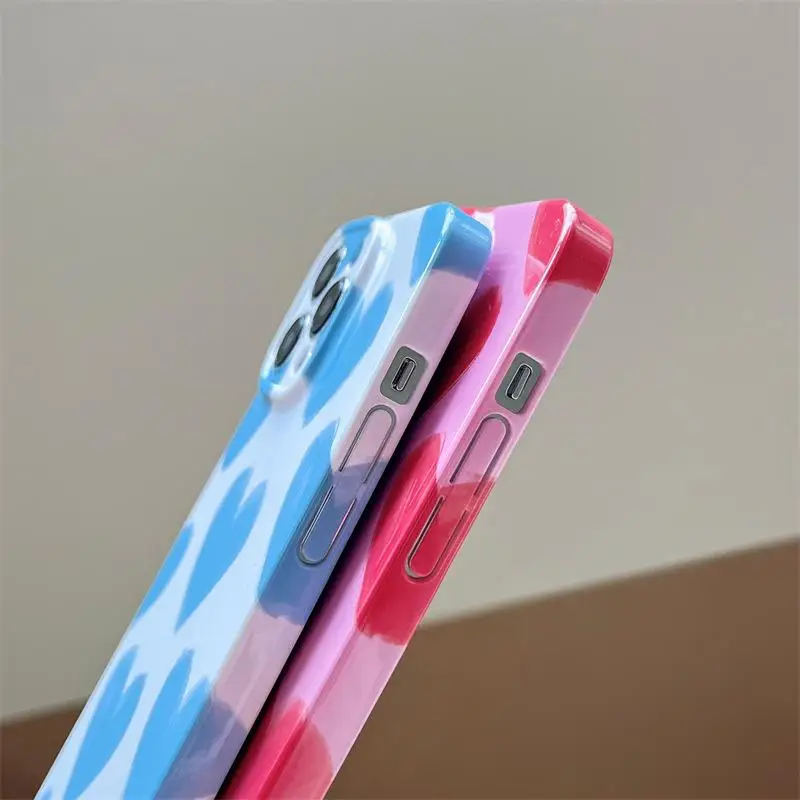 Glossy Hard Acrylic Love Heart Luxury Phone Case