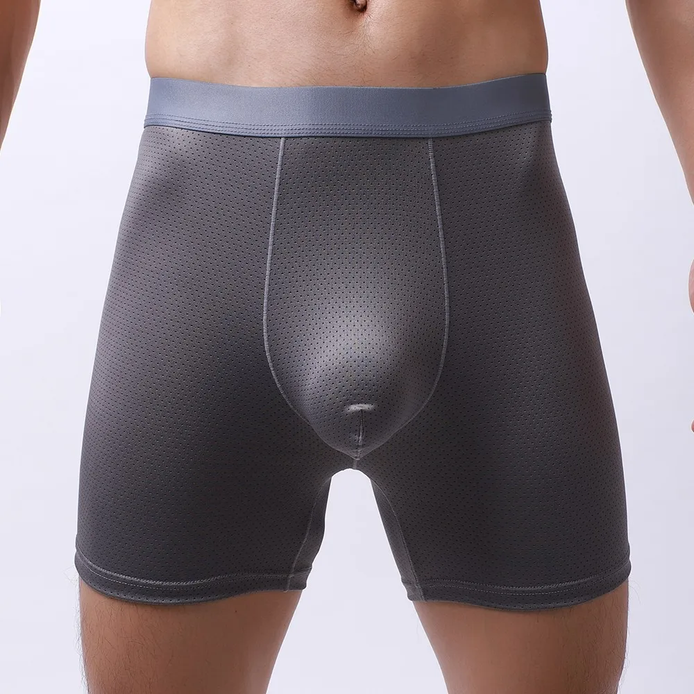 

1pc Sports Men's Mesh Breathable Boxers Shorts Underwear Solid Color U-convex Pouch Boxer Trunks Underpants Man Panties