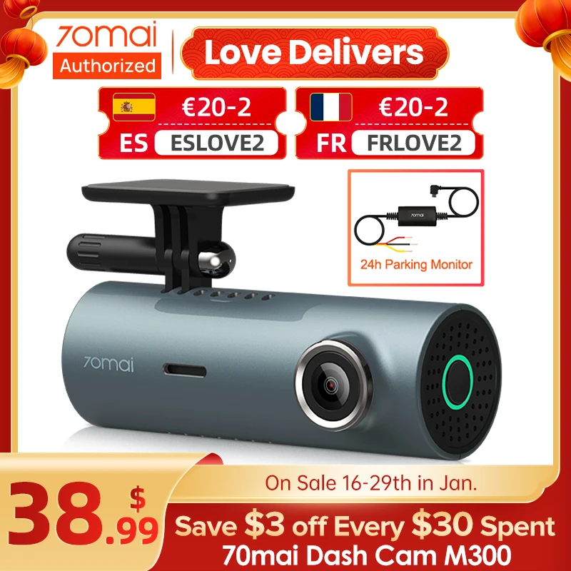  70mai M300 Car DVR 1296P Night Vision Vehicle Camera Recorder WIFI & App Control 24H Parking Mode Upgraded Version Dash Cam 1S 
