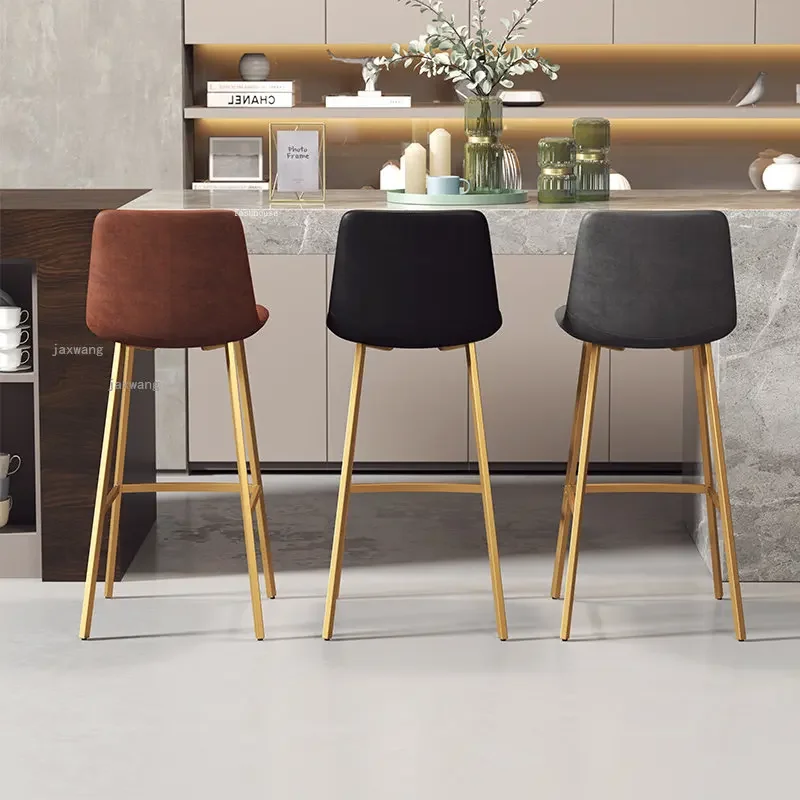 Nordic Iron Bar Chairs for kitchen Simple Bar Stool Home Furniture European Style High Stool Leisure Cafe Backrest chair A