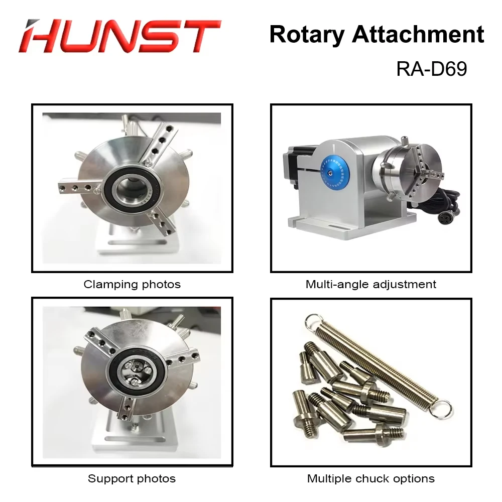 Hunst 파이버 레이저 마킹 링 로터리 부품(드라이버 작업대 직경 3-91mm) 레이저 각인 D69 로터리 어태치먼트