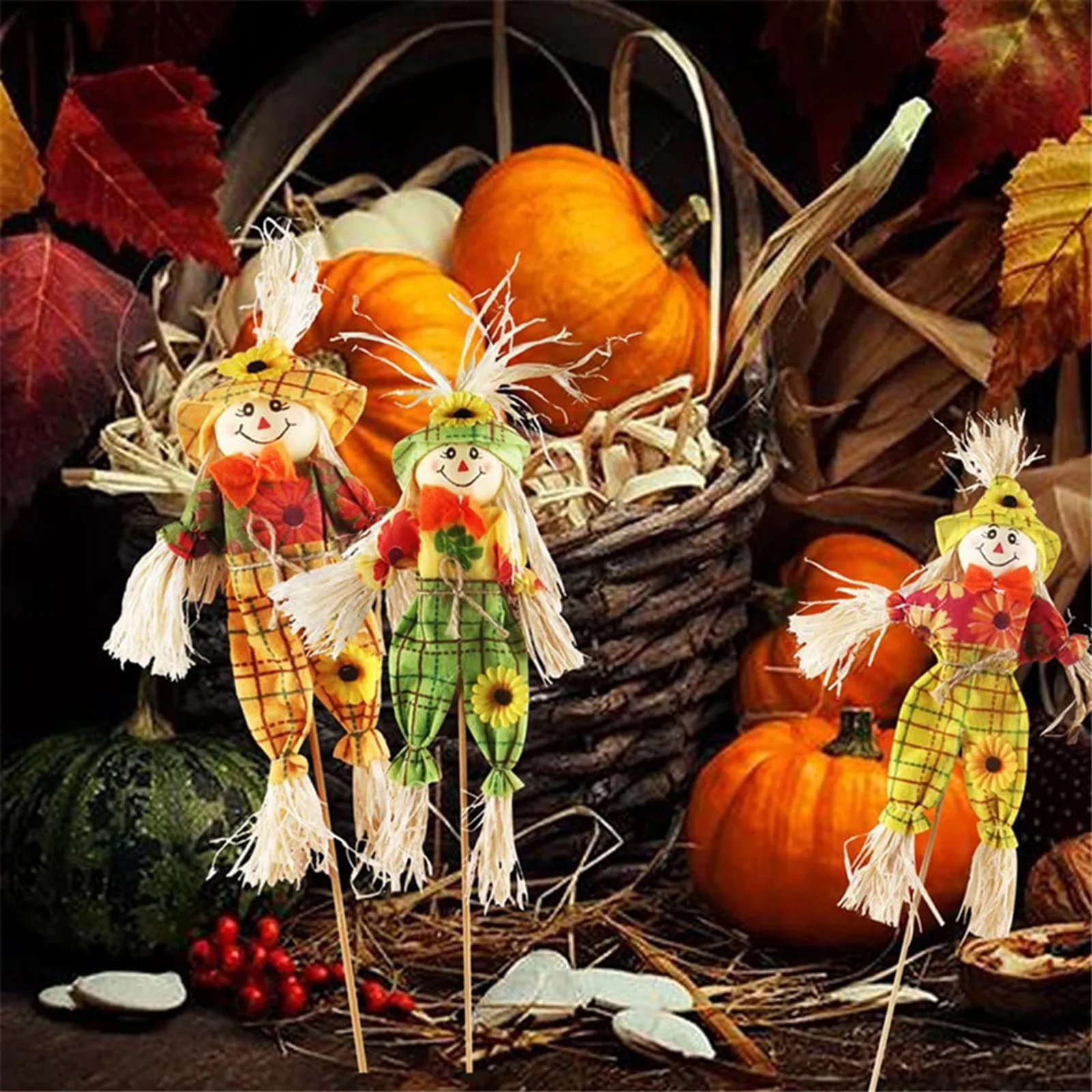 Garden Art Decor 3 Pack Scarecrow Fall Scarecrow Decor For Garden Home Yard Porch Thanksgiving Halloween