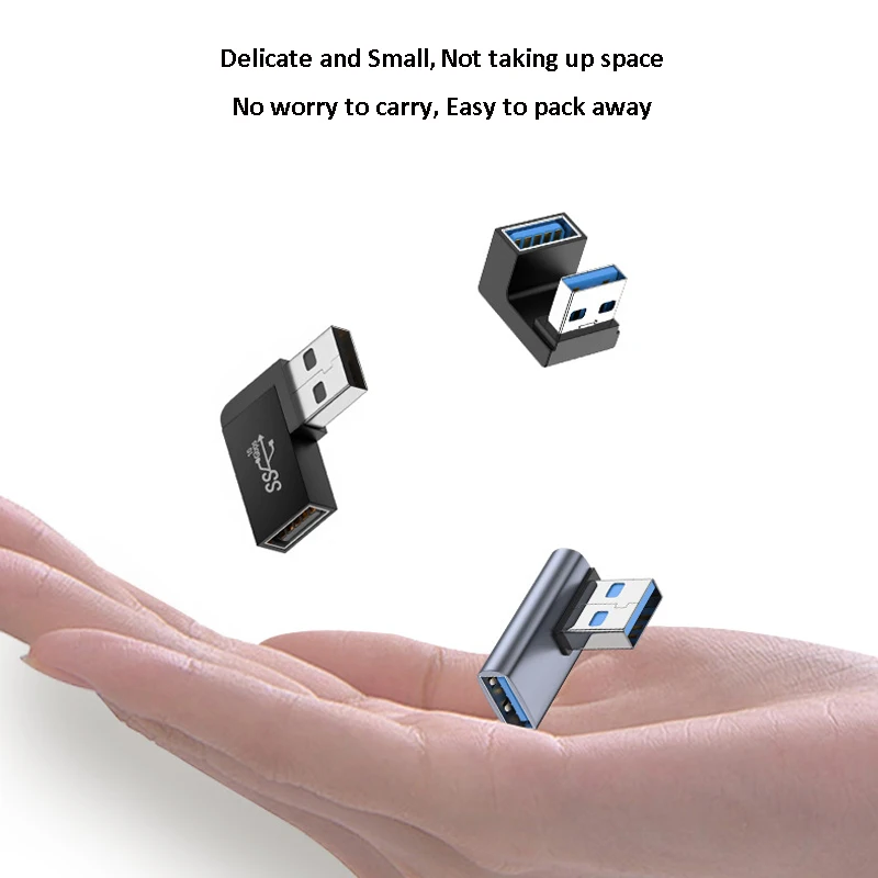 Adaptador De Extensión USB 3.0 De ángulo Recto Tipo A Macho A Hembra De 90 Grados