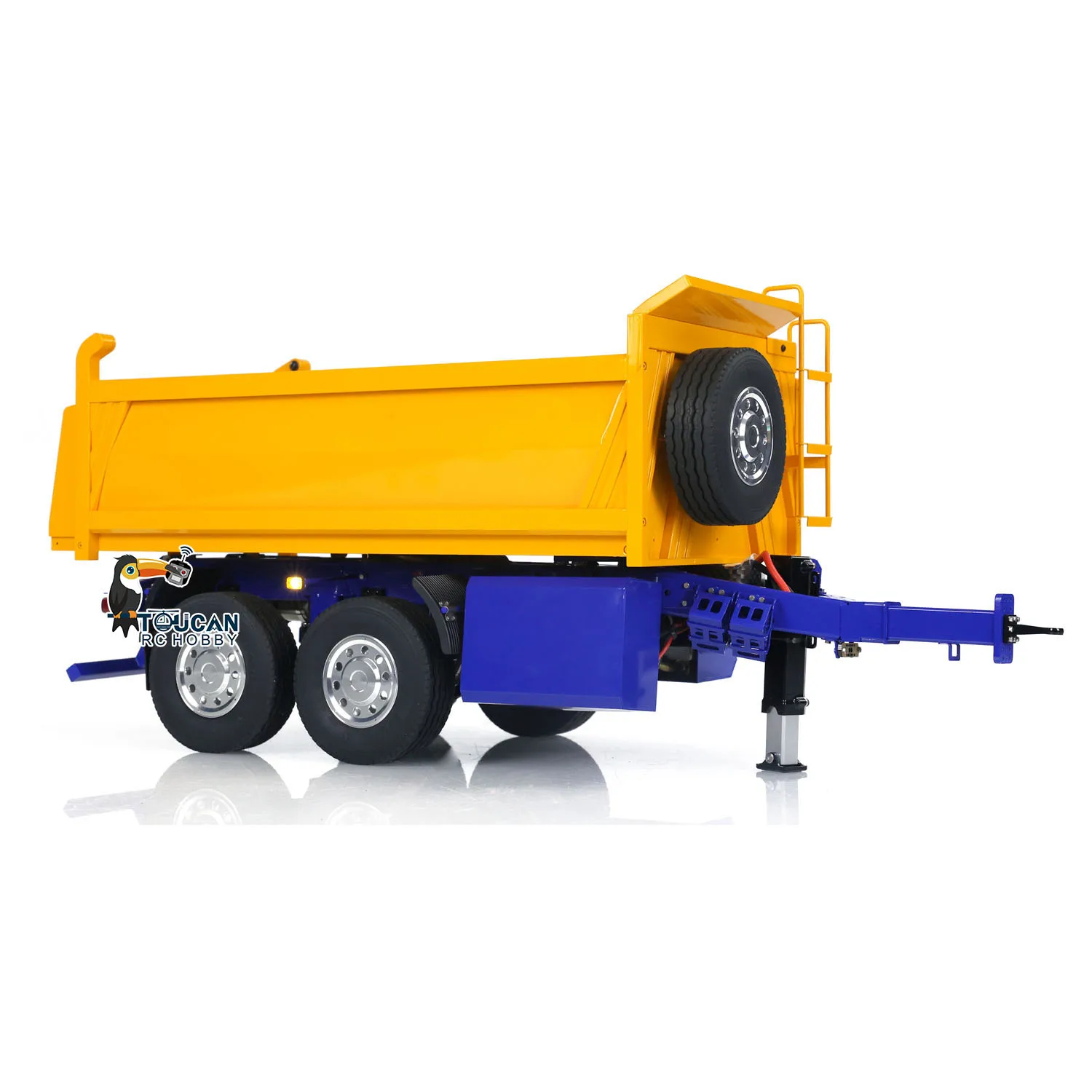 LESU Metal 1/14 2-Axle RC Hydraulic Trailers Electric Self-dumping Full Trailer W/ Light Remote Controller  Receiver Toy Model 2