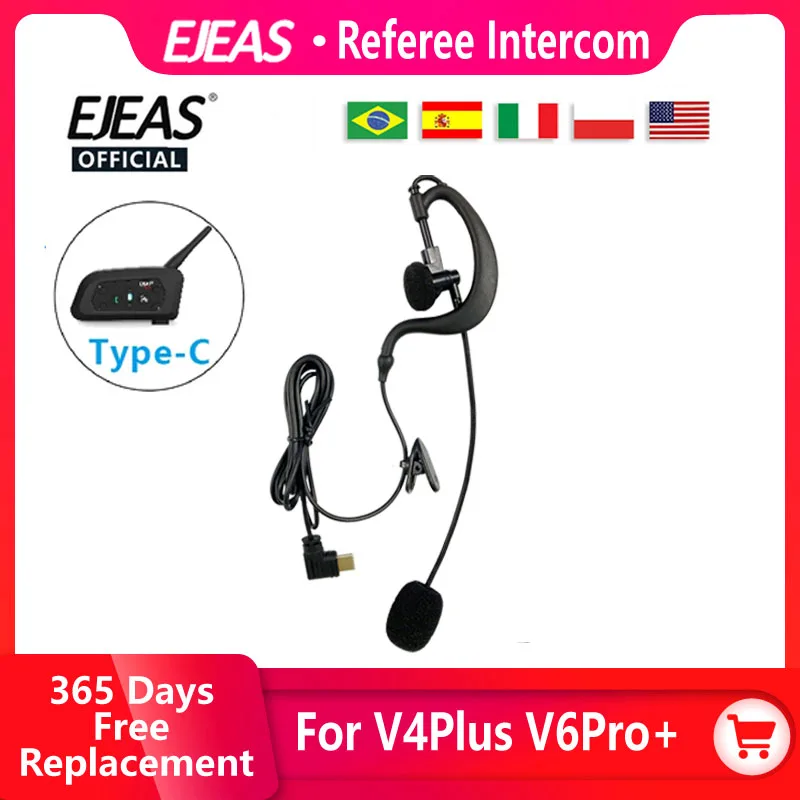 Headset, geeignet für EJEAS V4C Plus/V6C Pro+/V4 Plus/V6 Pro+ Motorradhelm-Kopfhörer, Typ-C-Schnittstelle, Schiedsrichter-Headset – Detail 1