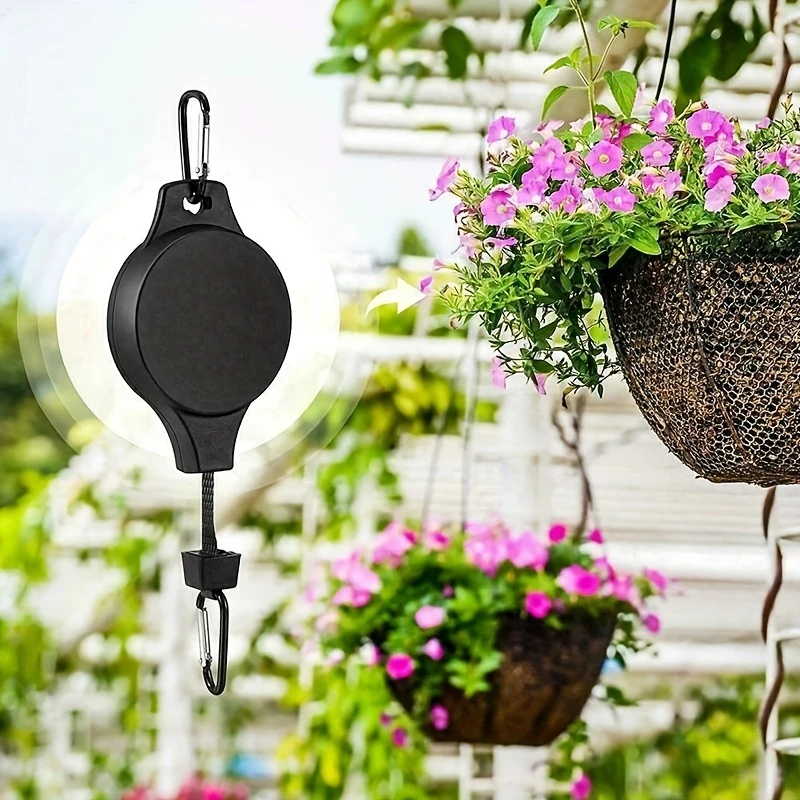 Hanging Basket Pulley, Plant Hook Pulley Easy Reach Hanging Flower