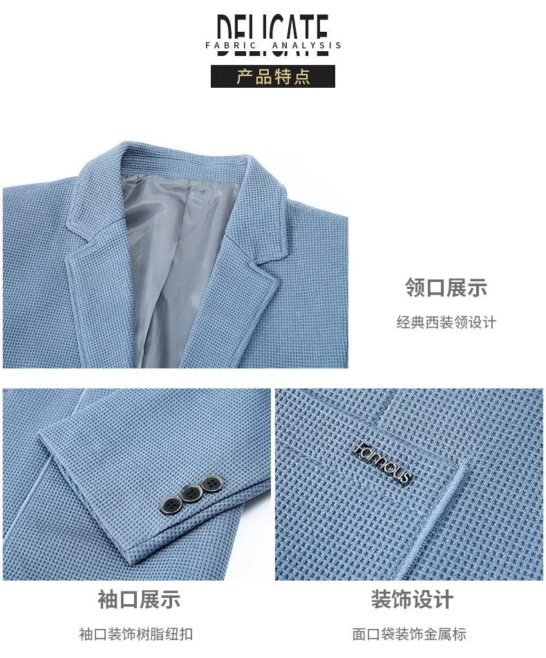 Description Picture 4 of item2024 Summer Lightweight Men's Blazer Fashion Sunscreen Proof Ultra-thin Business Casual Suit Jackets Outdoors Solid Color Coats