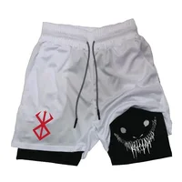 Men's Fitness Workout Shorts 2-in-1 Compression Shorts Quick Dry Breathable Running Double-layer with Towel Pocket Short Pants 2