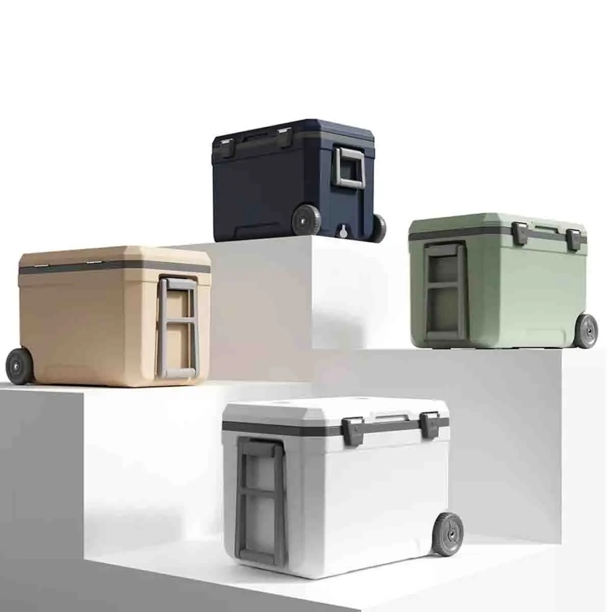 32L Nevera Portatil Foldable Camping Picnic Freezer Refrigerator Wheeled Cooler with Tables and Chairs Cooler Box