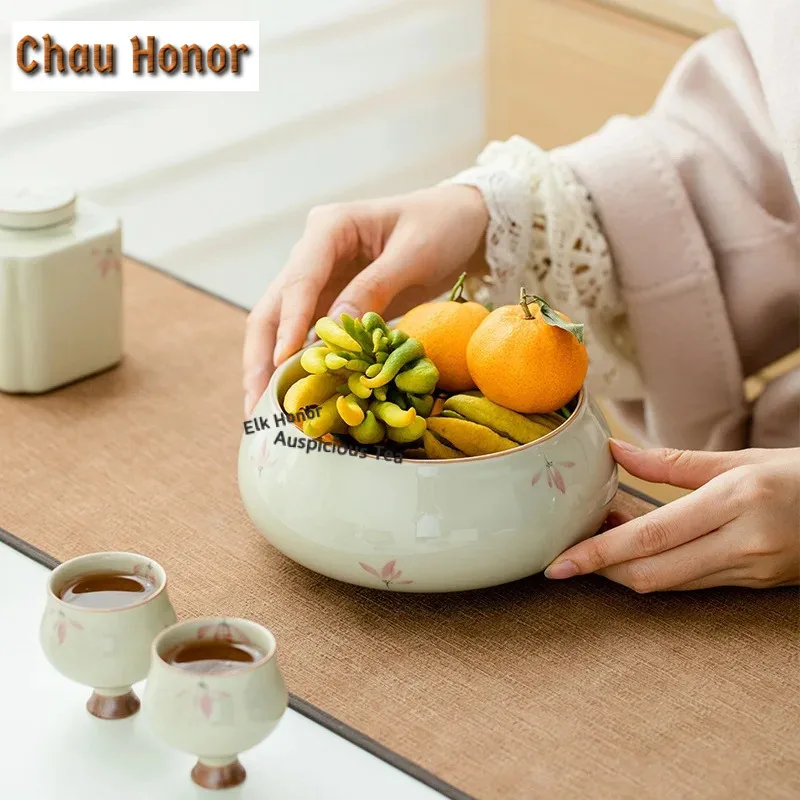 1080ml Pure Hand-painted Pink Orchid Jianshui Boutique Washing Cup Bowl Writing-brush Washer Chaxi Cha Tea Set Accessories Craft