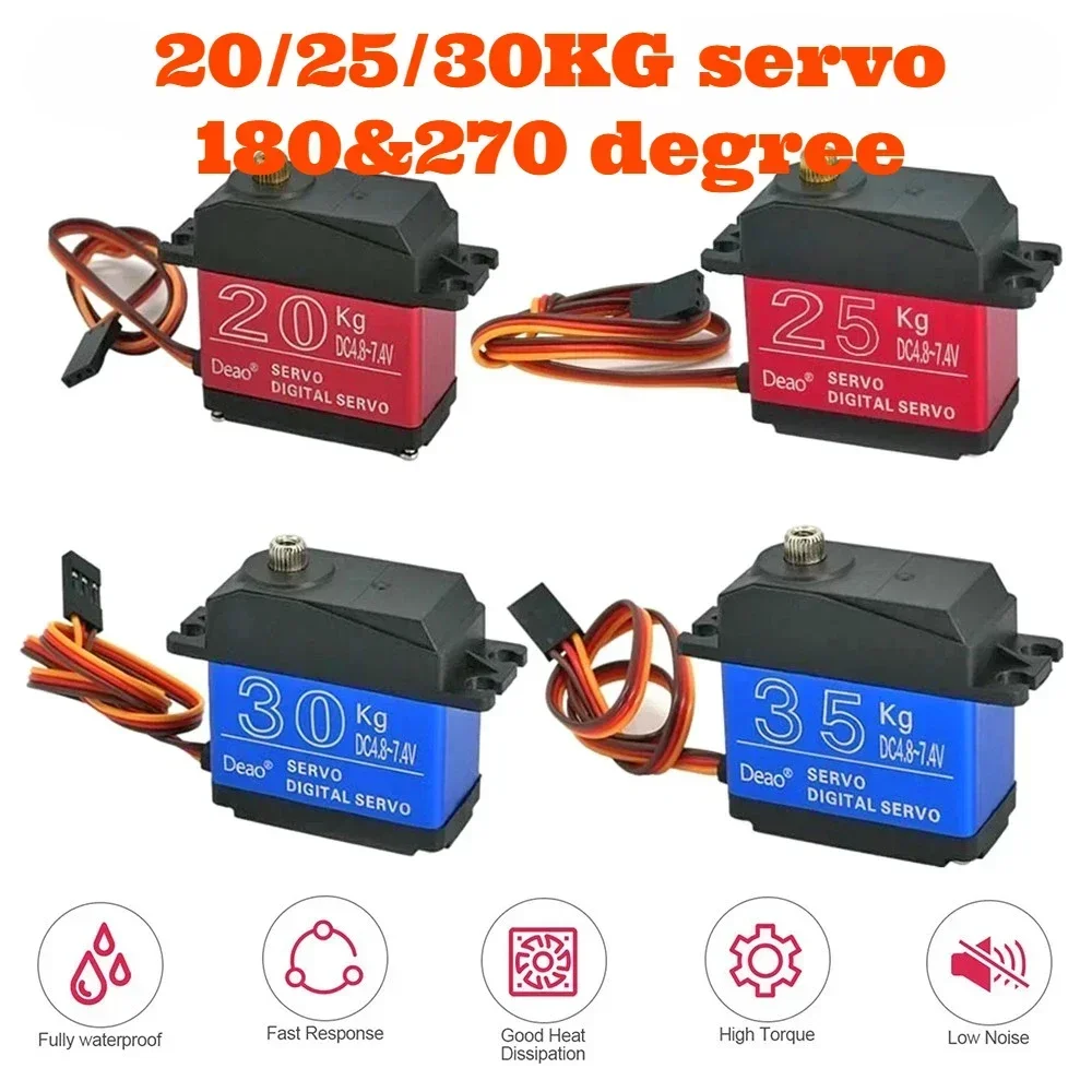 Hot Digital Servo Degree High Torque Metal Gear Waterproof 20/25/30/35kg 270&deg;180&deg; 25t Rc Truck Mechanical Arm For Rc Car Crawler