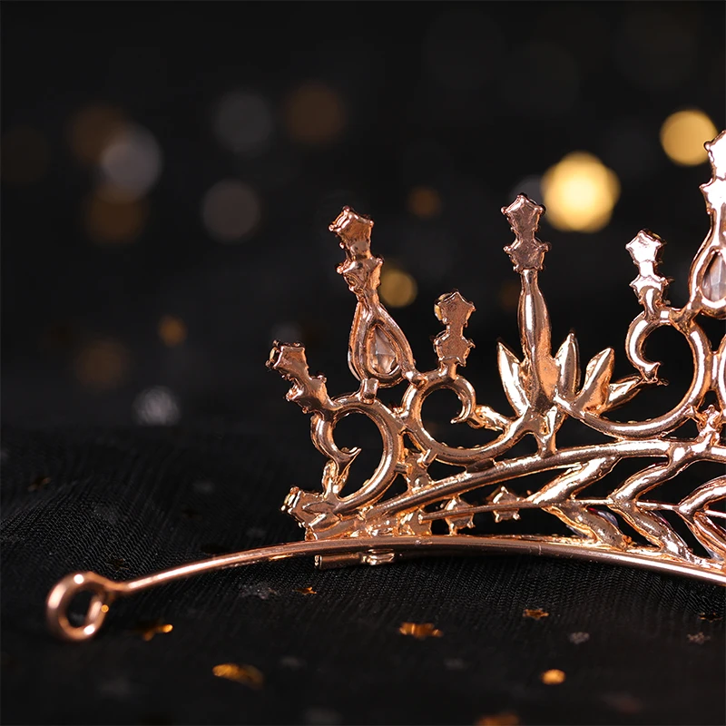 Brautkrone Haarschmuck blaue Rhein Stein Krone Luxus Bankett Kleid Krone Hochzeit Gold Haar Ornament Braut Kopfschmuck – Detail 10