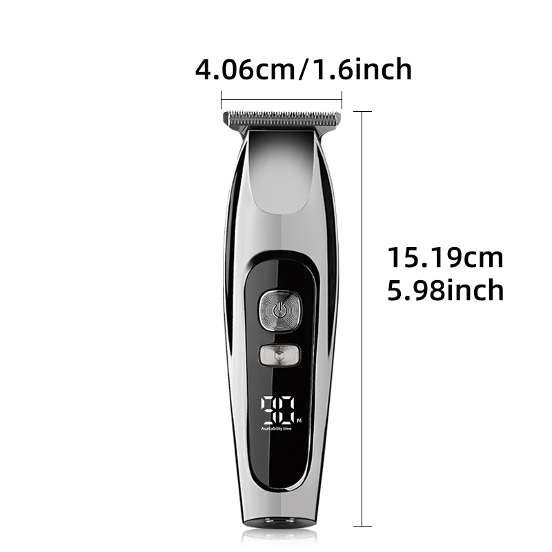 USB rechargeable beard and hair clipper with LED display screen, suitable for hairdressers and stylists