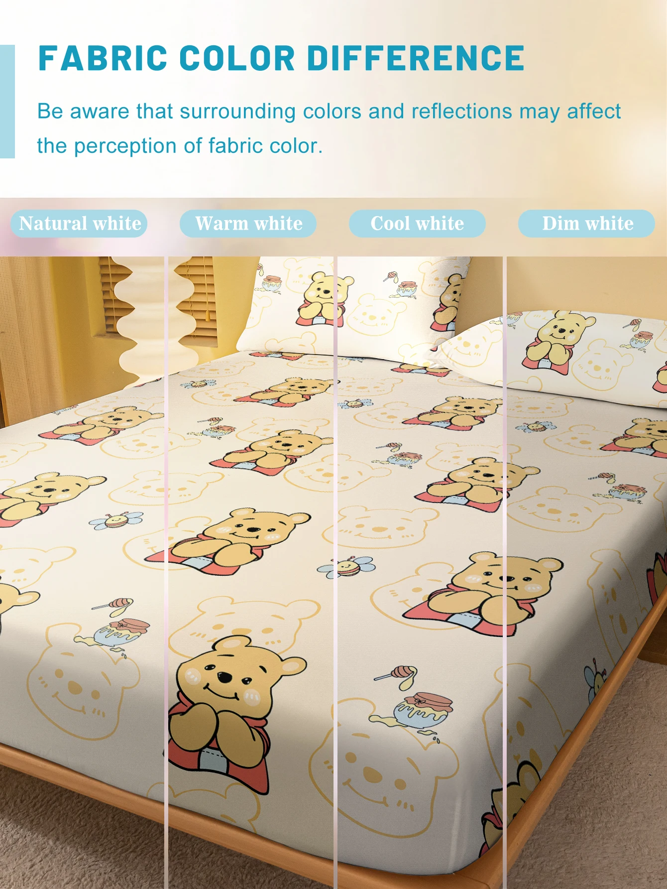 1 Cartoon Cute animal bear Printed Matte Fitted Sheet, Bedroom Printed Bed Cover, Bedding (Excluding Pillowcases) 4