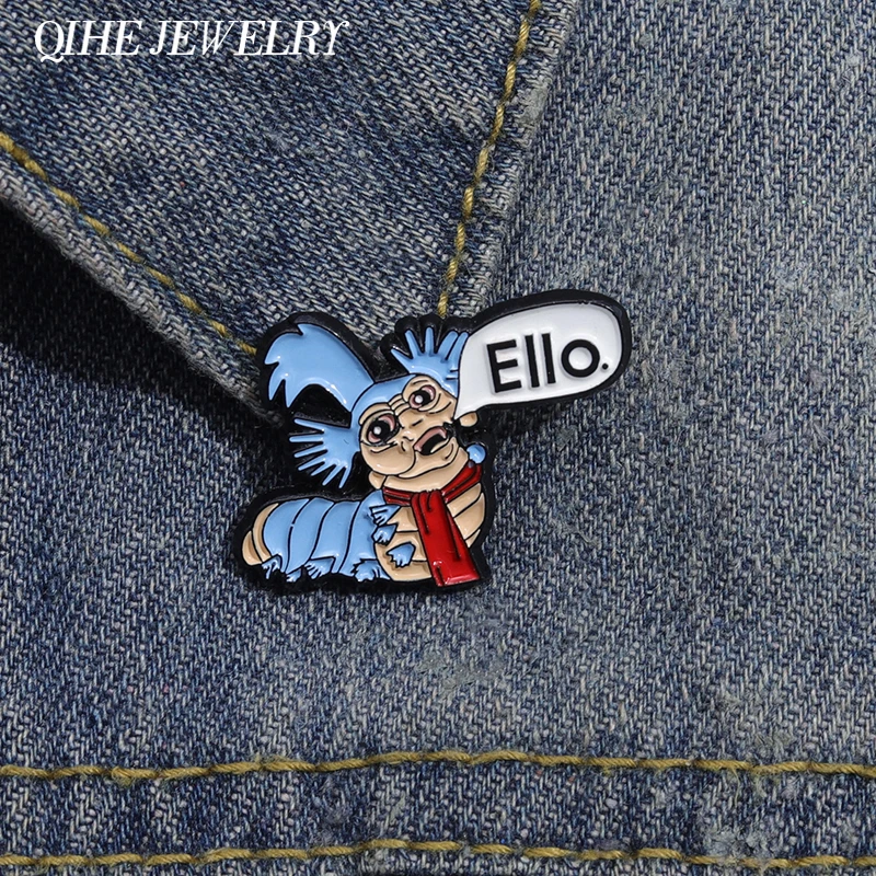 Cartoon Labyrinth Ello Wurm Brosche Emaille Pin Kreative Retro Film Inspiriert Abzeichen Revers Tasche Zubehör Schmuck Geschenk Für Freunde